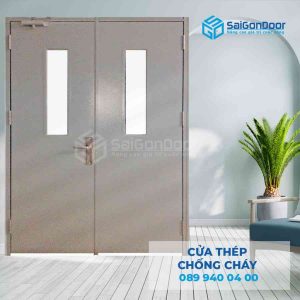 Cửa Thép Chống Cháy 2P1G2 xam
